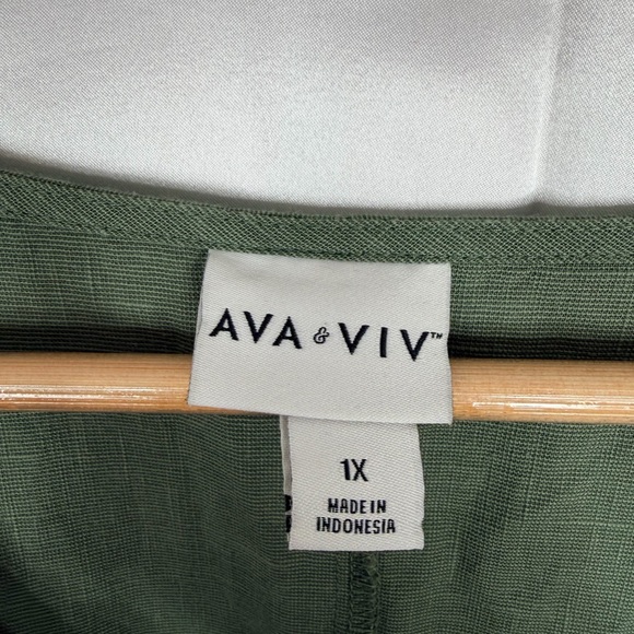 NWOT Ava & Viv Olive Green Utility Wide-Leg Belted Jumpsuit 1X - Picture 12 of 12